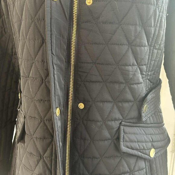 London Fog Black Quilted Field Jacket w/ Removable Hood and Gold Hardware – US S - Picture 13 of 15